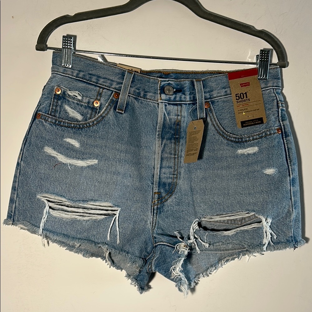 Levi's Women's Size 28 Ripped Jean Shorts - Light Blue